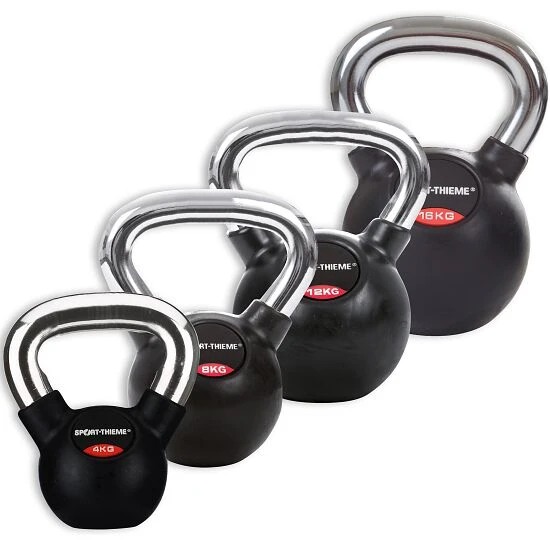 Sport-Thieme Kettlebell-Set "Gummiert Mit Glattem Chrom-Griff" 3 Sport-Thieme Kettlebell-Set "Gummiert Mit Glattem Chrom-Griff"