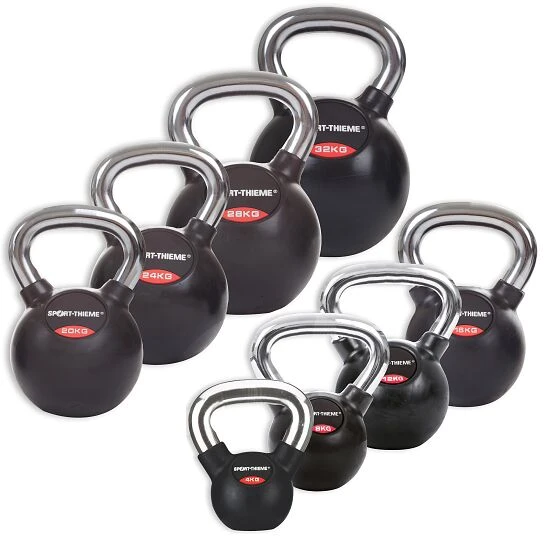 Sport-Thieme Kettlebell-Set "Gummiert Mit Glattem Chrom-Griff" 6 Sport-Thieme Kettlebell-Set "Gummiert Mit Glattem Chrom-Griff" – Bild 4